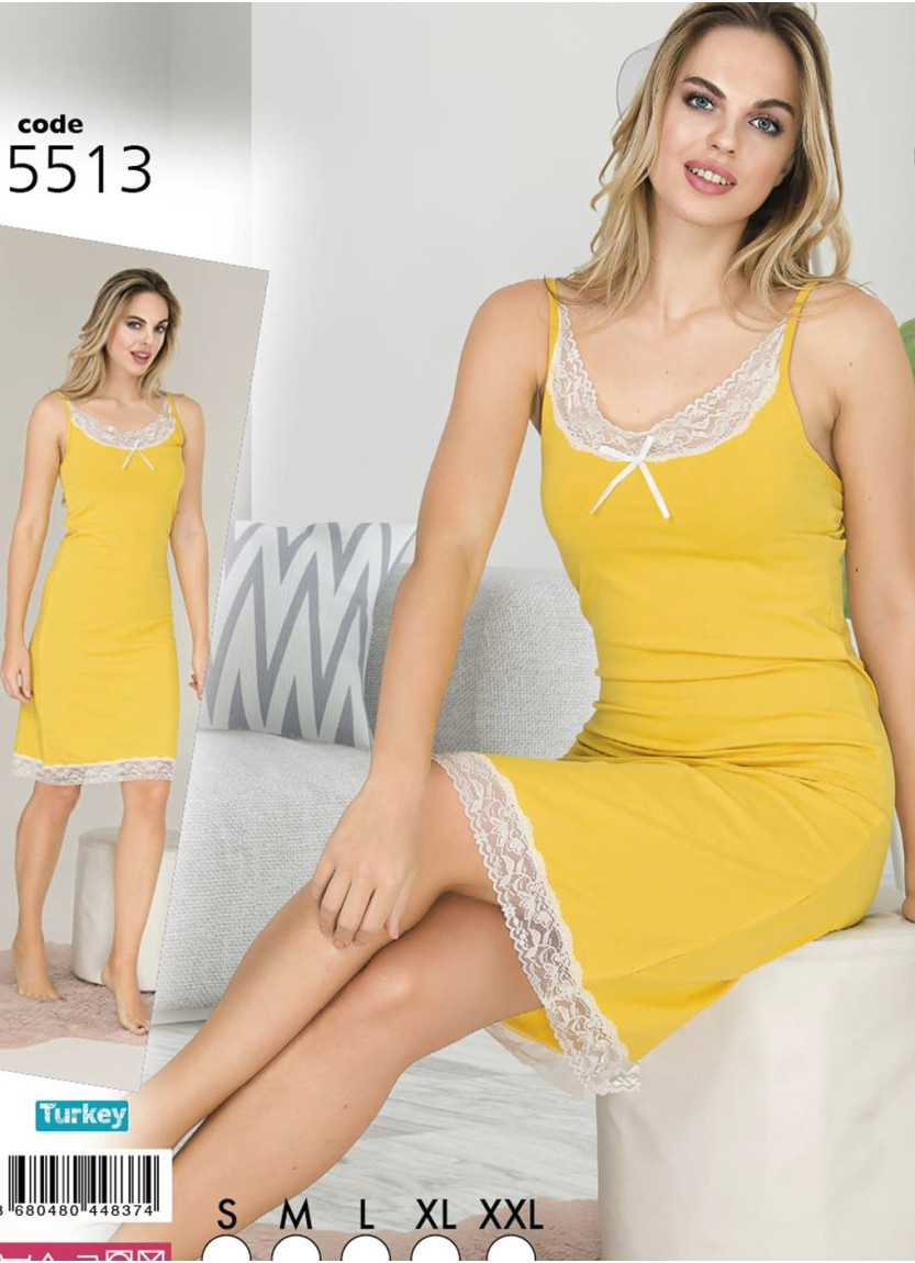 Ночная Сорочка-Туника из Хлопка с Эластаном (S+M+L+XL+XXL) Lady 5513 — оптом для магазинов и бутиков
