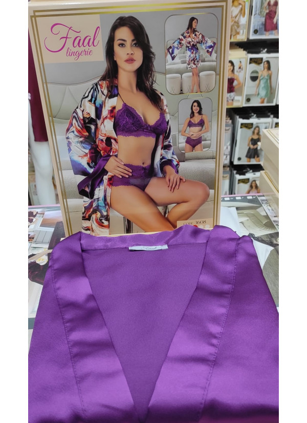 Fall 3608 Satin 3-Piece Robe Set — Turkish textile wholesale 2