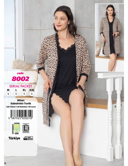 Violet 8002 Viscose 2-Piece Robe & Nightdress Set (M+L+XL+2XL) — factory-direct from Turkey
