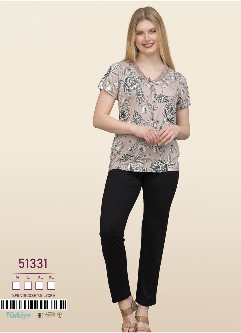 Пижама Комплект с Брюками 2-КА (M+L+XL+XL) Caroline Caroline 51331 — фабричная коллекция оптом