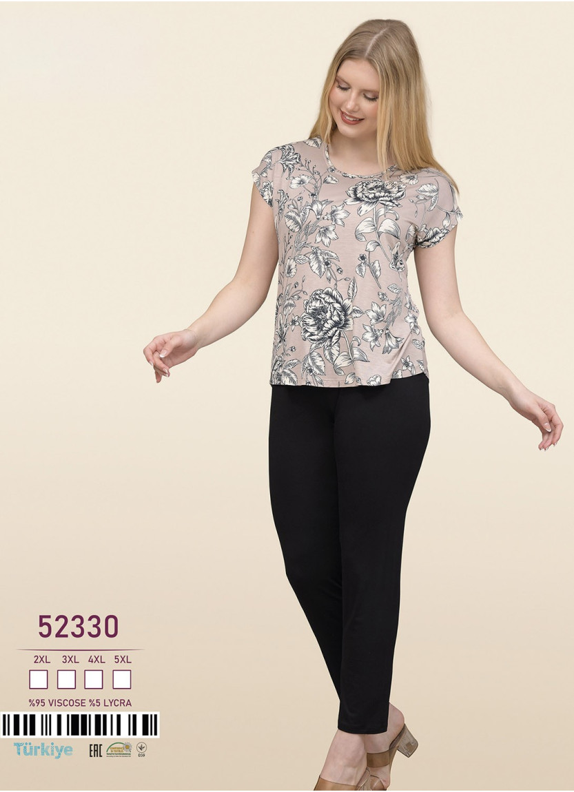 Caroline 52330 Women's Pajama Set (2XL+3XL+4XL+5XL) — Turkish factory wholesale