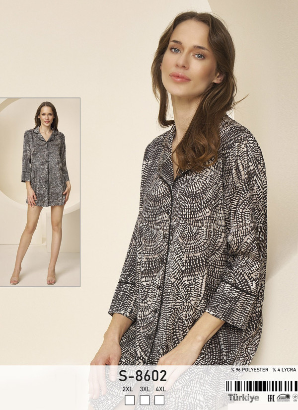 Caroline S-8602 Women's Robe (2XL+3XL+4XL) — Turkish factory wholesale