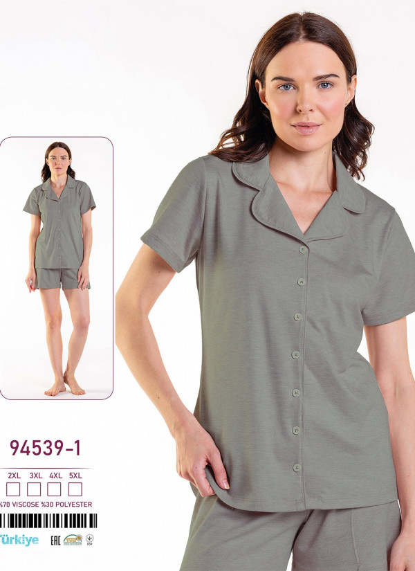 Caroline 94539-1 Shorts Homewear Set (2XL+3XL+4XL+5XL) — Turkish factory wholesale