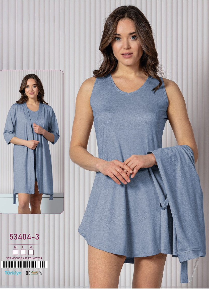 Caroline 53404-3 2-Piece Robe & Nightdress Set (M+L+XL) — Turkey wholesale collection