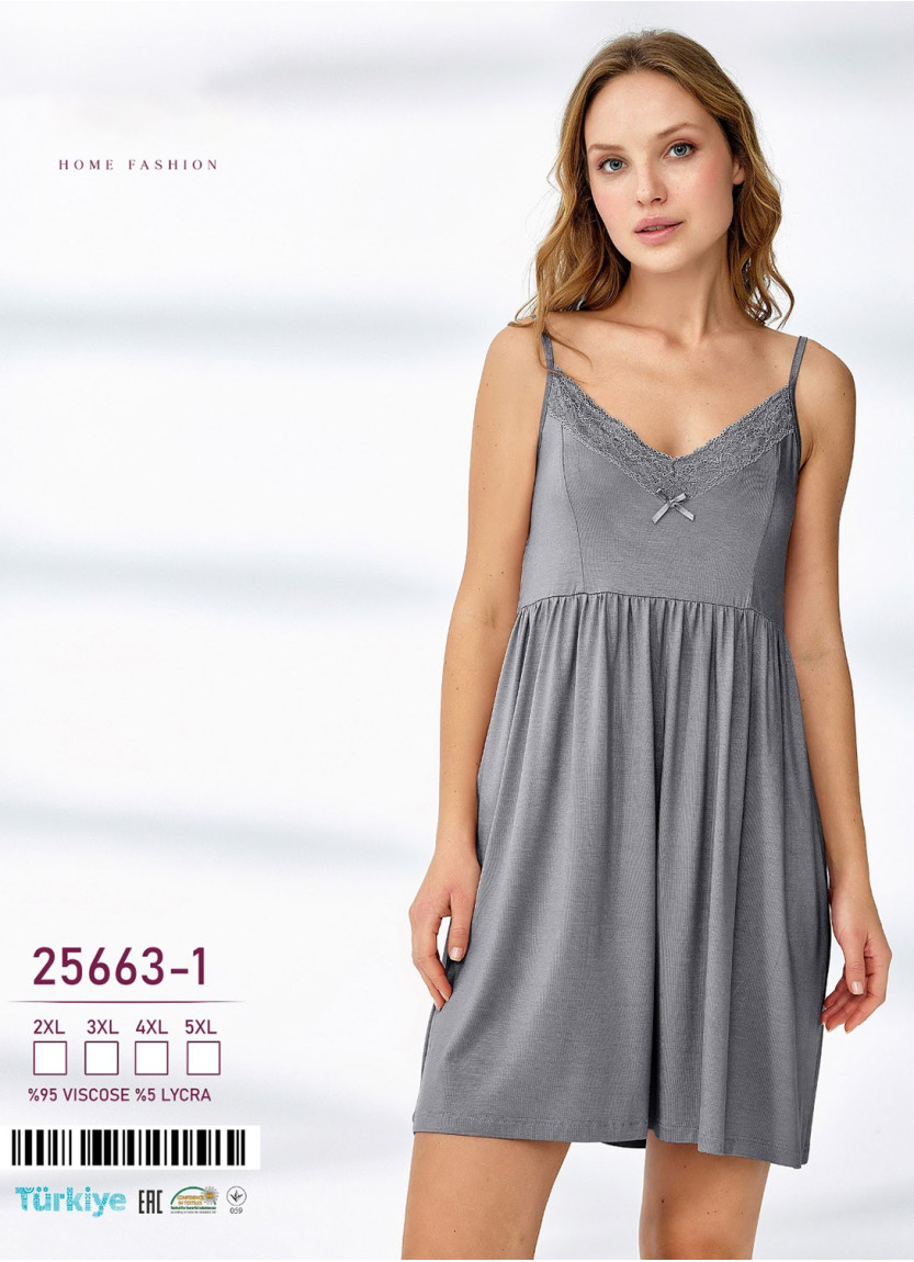 Ночная Сорочка (2XL+3XL+4XL+5XL) Caroline Caroline 25663-1 — оптом от турецкой фабрики