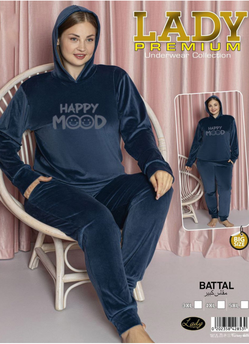 Lady 28531 Velour Pants Homewear Set (3XL+4XL+5XL) — direct Turkish factory supply