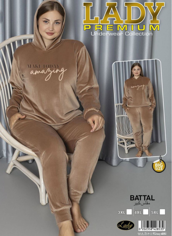 Lady 28533 Velour Pants Homewear Set (3XL+4XL+5XL) — factory-direct from Turkey