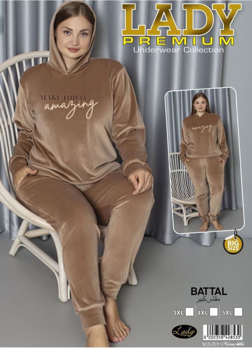 Lady 28533 Velour Pants Homewear Set (3XL+4XL+5XL) — factory-direct from Turkey