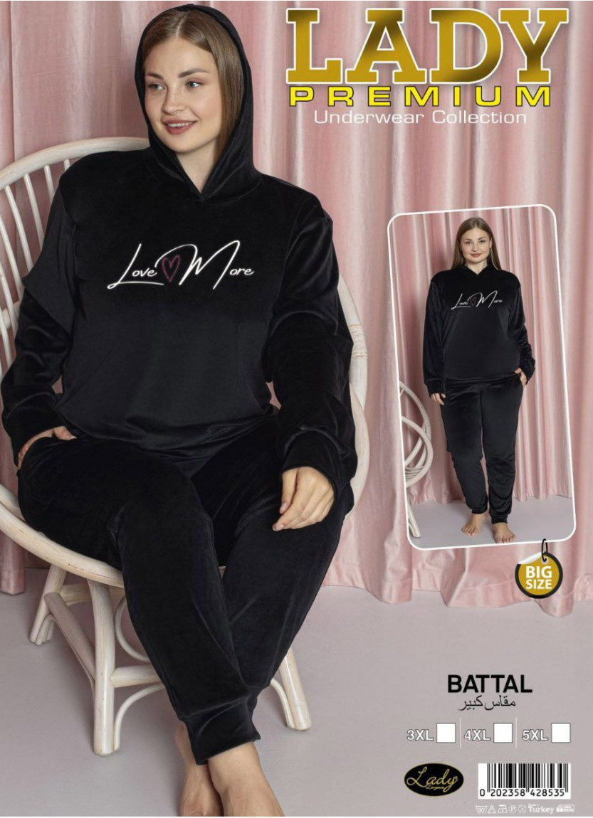 Велюровый Костюм Женский с Капюшоном (3XL+4XL+5XL) Lady PREMIUM Lady 28535 — оптом для магазинов и бутиков