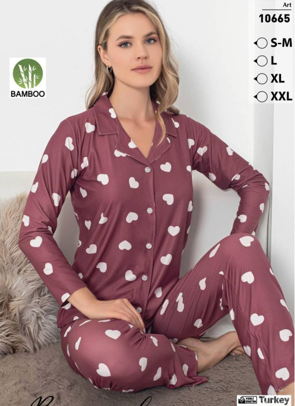 LEMARIES MİLAN 10665 Bamboo Women's Pajama Set (S/M+L+XL+XXL) — direct Turkish factory supply