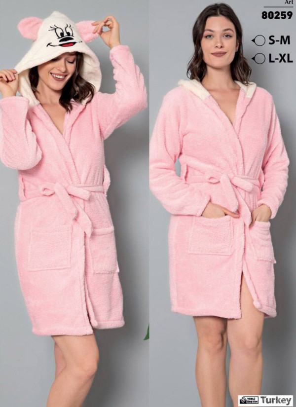 POLAT 80259 Welsoft Women's Robe (S/M+S/M+L/XL+L/XL) — wholesale from Turkey