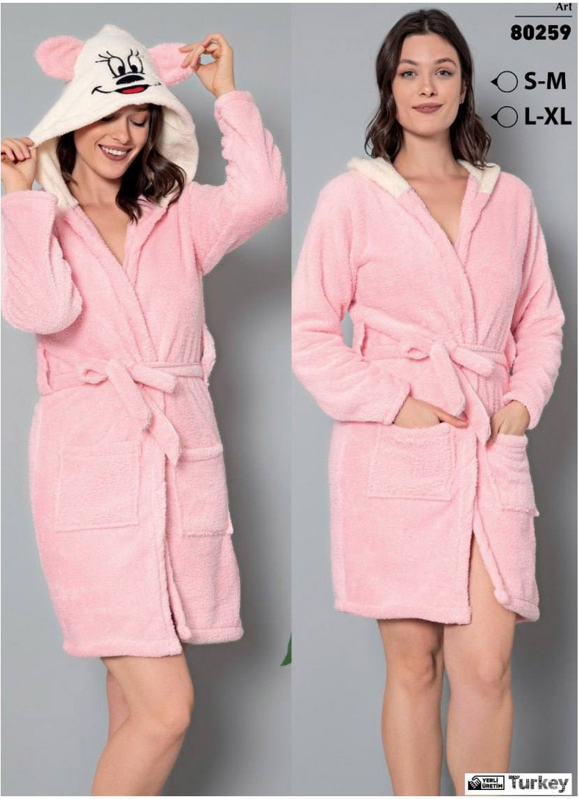 Халат Женский с Капюшоном Welsoft MIKI (S/M+S/M+L/XL+L/XL) POLAT YILDIZ POLAT 80259 — купить оптом из Турции