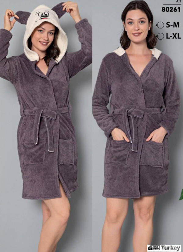 POLAT 80261 Welsoft Women's Robe (S/M+S/M+L/XL+L/XL) — Turkish textile wholesale