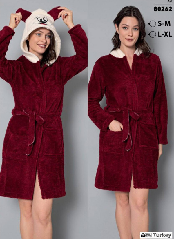 POLAT 80262 Welsoft Women's Robe (S/M+S/M+L/XL+L/XL) — direct Turkish factory supply