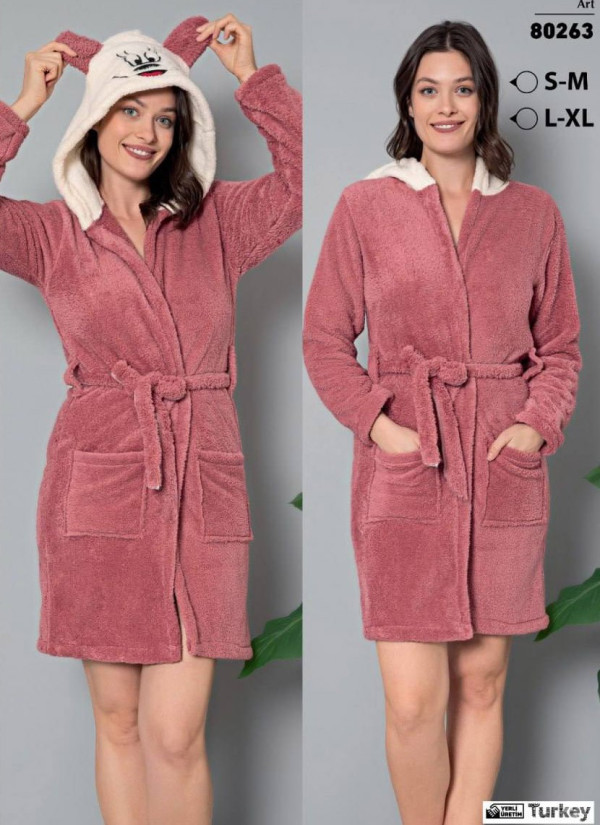 POLAT 80263 Welsoft Women's Robe (S/M+S/M+L/XL+L/XL) — wholesale from Turkey