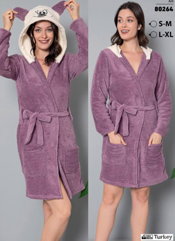 POLAT 80264 Welsoft Women's Robe (S/M+S/M+L/XL+L/XL) — factory-direct from Turkey