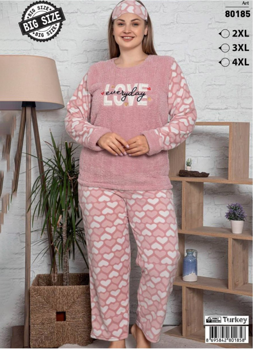 Пижама Женская Теплая Полар - Велсофт (2XL+3XL+4XL) BATTAL POLAT WPB 80185 — оптом для магазинов и бутиков