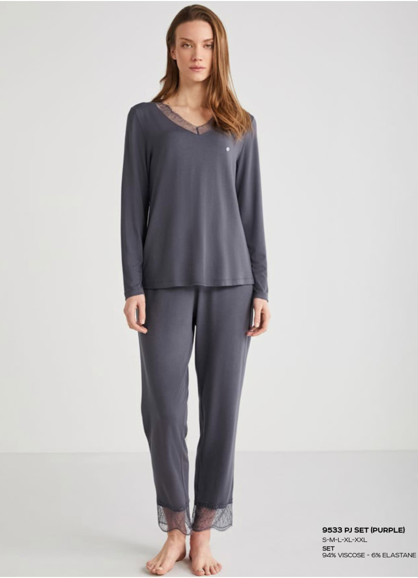 Комплект с Брюками из Вискозы Penye Mood 9533-AW PURPLE PM 9533-AW PURPLE STK — фабричная коллекция оптом