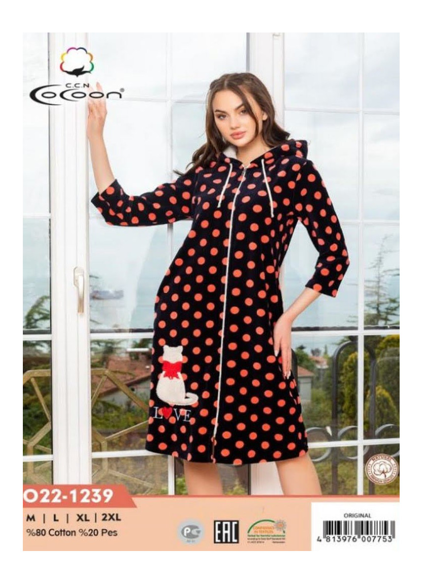 CCNO22-1239_ORI Velour Women's Robe (M+L+XL+2XL) — direct Turkish factory supply