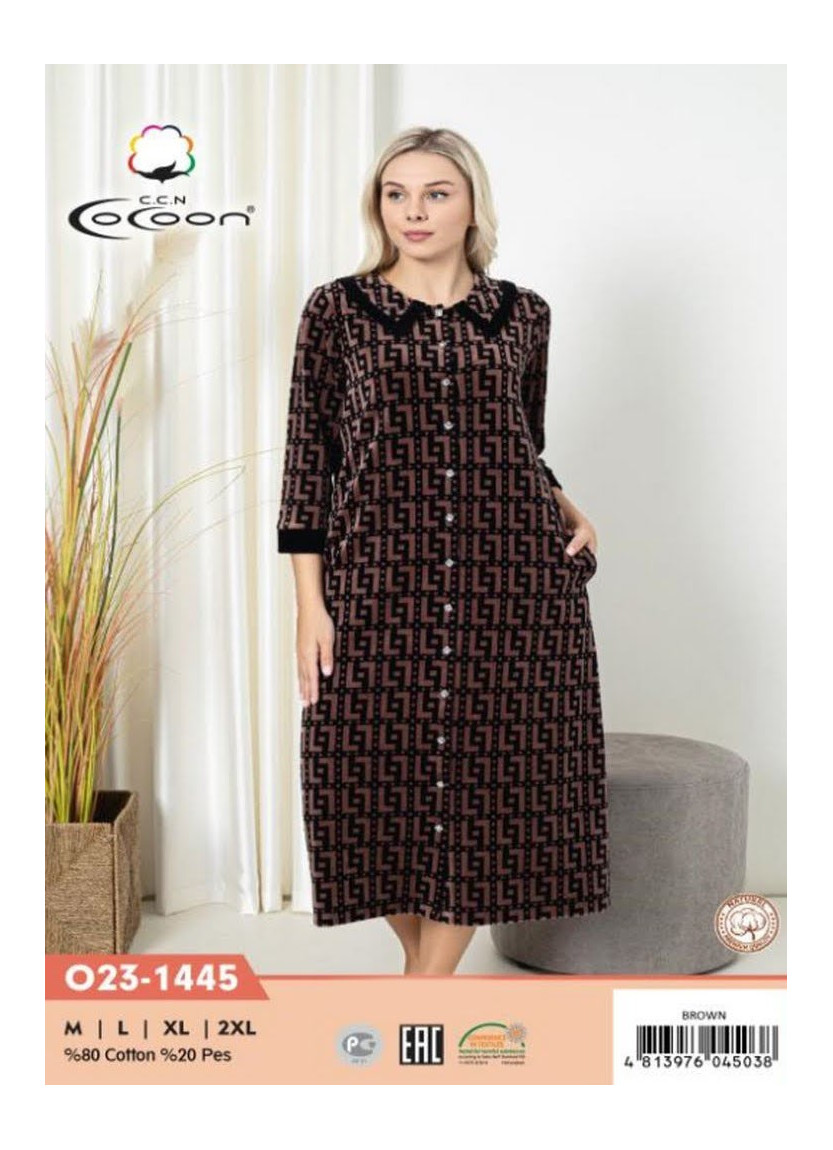 CCNO23-1445_BRW Velour Women's Robe (M+L+XL+2XL) — Turkish factory wholesale