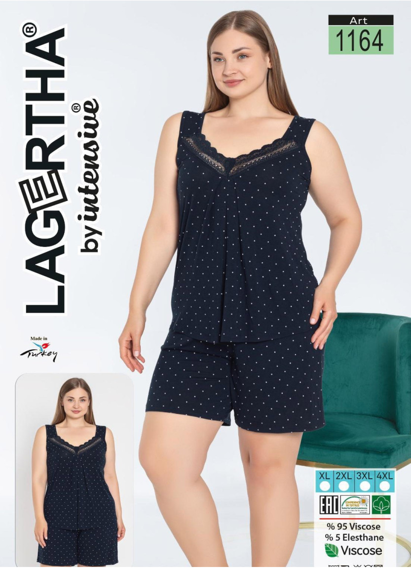 LAGERTHA 1164 Viscose Shorts Homewear Set (XL+XXL+3XL+4XL) — factory-direct from Turkey