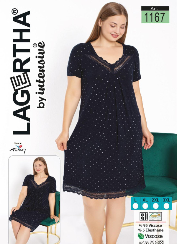 LAGERTHA 1167 Viscose Nightdress (L+XL+XXL+3XL) — Turkish textile wholesale