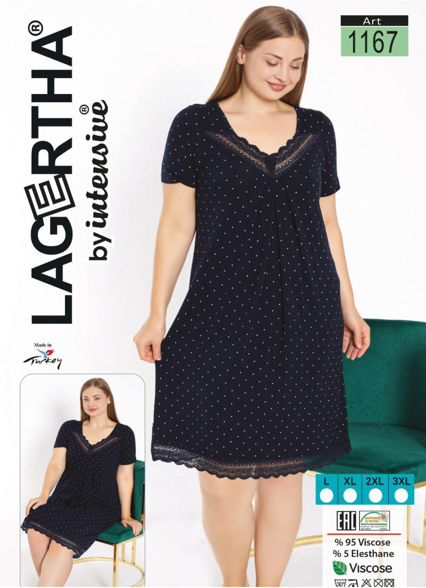 LAGERTHA 1167 Viscose Nightdress (L+XL+XXL+3XL) — Turkish textile wholesale