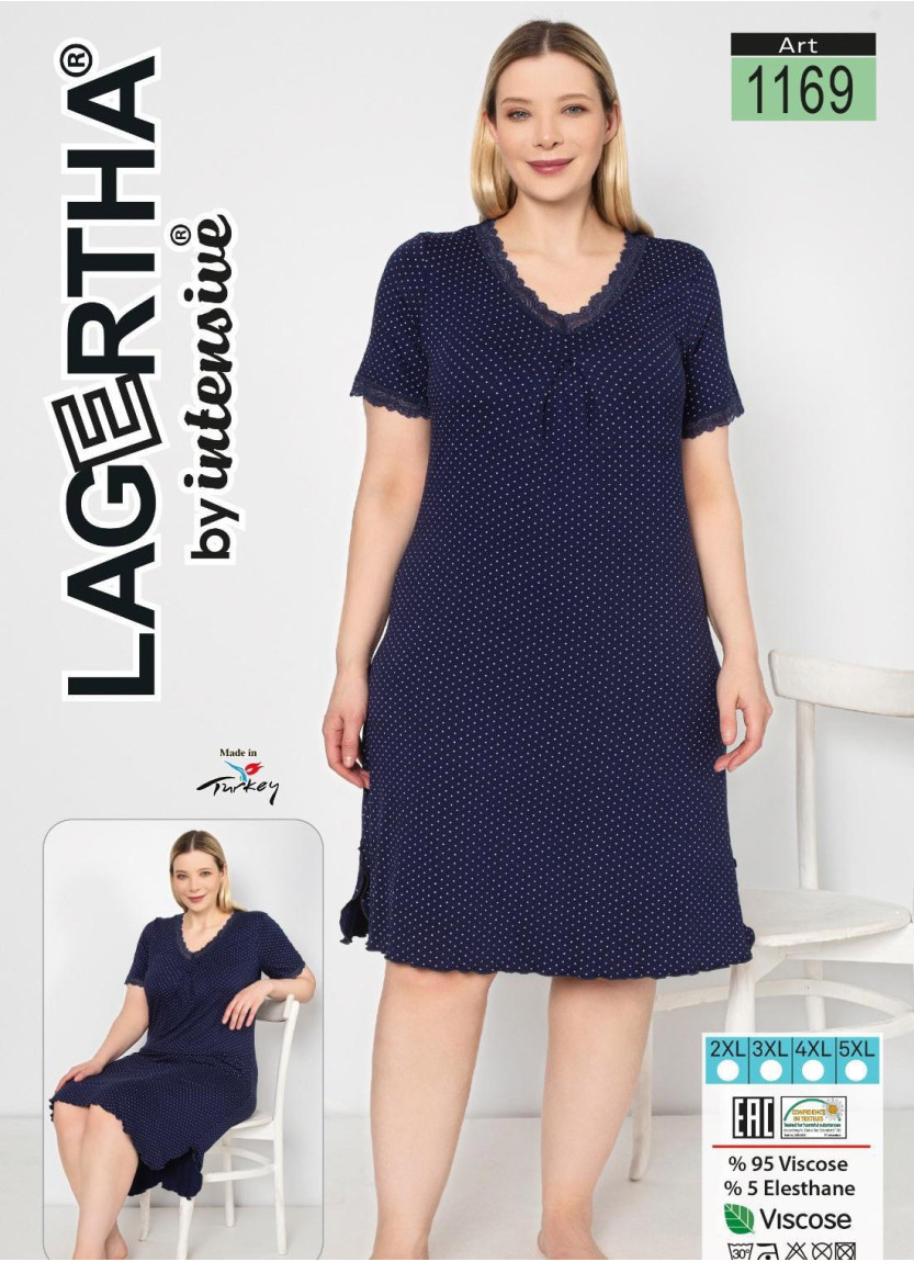 LAGERTHA 1169 Viscose Nightdress (2XL+3XL+4XL+5XL) — wholesale from Turkey