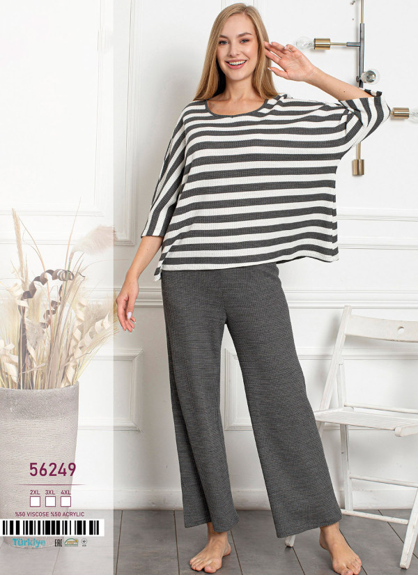 Caroline 56249 Pants Homewear Set (2XL+3XL+4XL) — Turkish factory wholesale