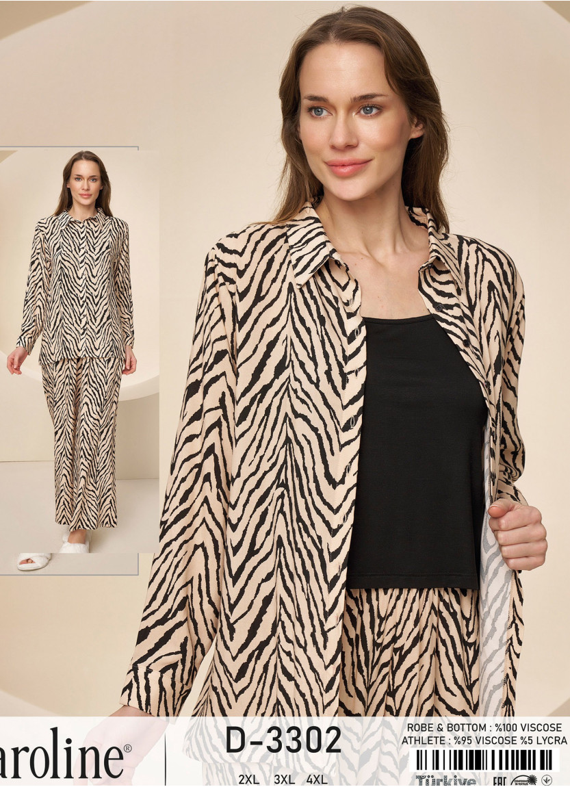 Caroline D-3302 Pants Homewear Set (2XL+3XL+4XL) — Turkish factory wholesale