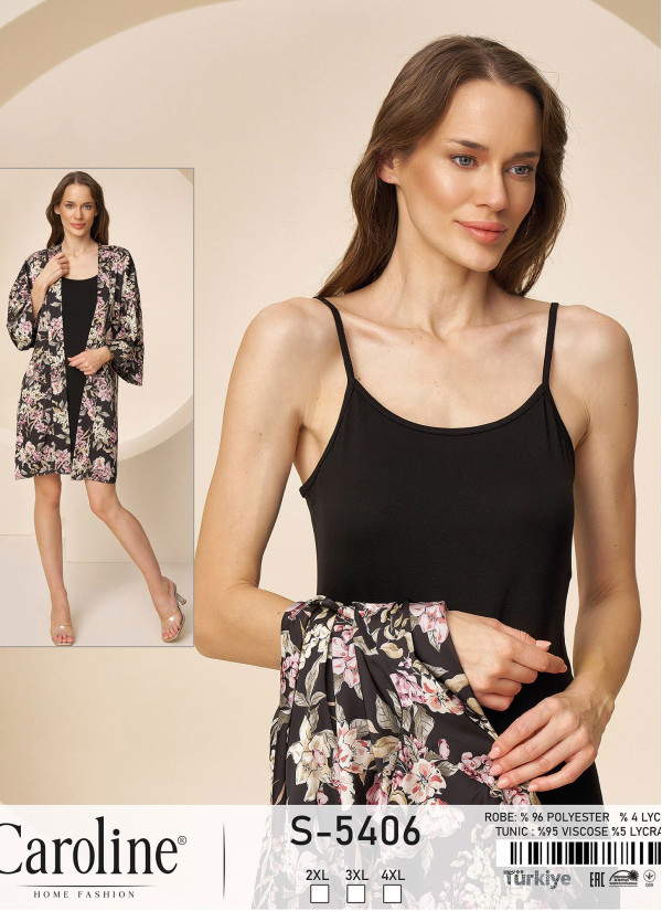 Caroline S-5406 2-Piece Robe & Nightdress Set (2XL+3XL+4XL) — Turkish textile wholesale