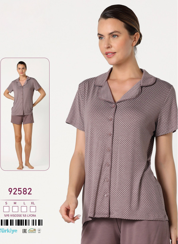 Caroline 92582 Shorts Homewear Set (S+M+L+XL) — Turkish textile wholesale
