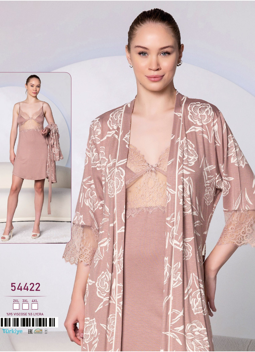 Халат + Сорочка 2-КА (2XL+3XL+4XL) Caroline Caroline 54422 — прямые поставки из Турции
