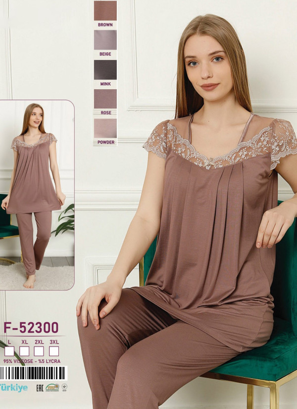 Caroline F-52300 Capri Homewear Set (L+XL+2XL+3XL) — Turkish factory wholesale