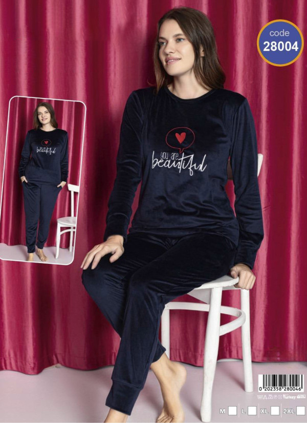 Lady 28004 Velour Pants Homewear Set (M+L+XL+2XL) — Turkey wholesale collection