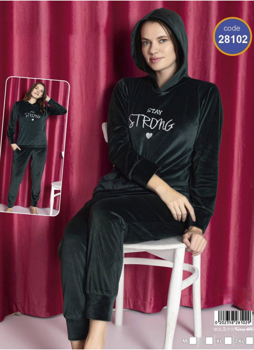 Велюровый Костюм Женский с Капюшоном (M+L+XL+2XL) Lady Lady 28102 — прямые поставки из Турции