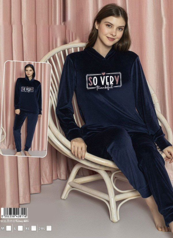 Lady 28116 Velour Pants Homewear Set (M+L+XL+2XL) — Turkish factory wholesale