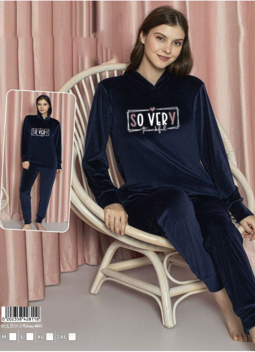 Велюровый Костюм Женский с Капюшоном (M+L+XL+2XL) Lady Lady 28116 — оптом от турецкой фабрики