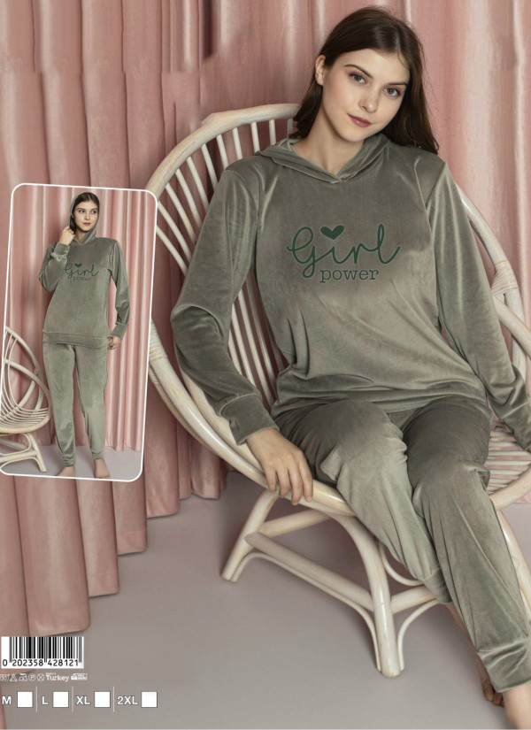 Lady 28121 Velour Pants Homewear Set (M+L+XL+2XL) — Turkey wholesale collection