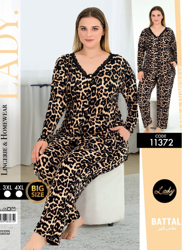 Lady 11372 Btl Uz Pants Homewear Set (2XL+3XL+4XL) — Turkish factory wholesale
