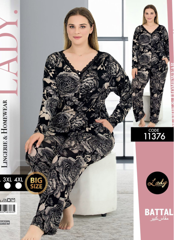 Lady 11376 Btl Uz Pants Homewear Set (2XL+3XL+4XL) — Turkey wholesale collection