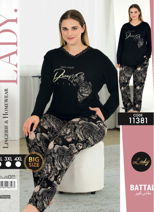 Lady 11381 Btl Uz Pants Homewear Set (2XL+3XL+4XL) — Istanbul wholesale supplier