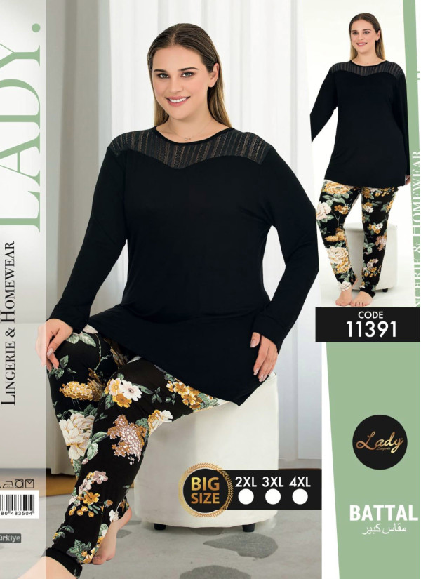 Lady 11391 Btl Uz Pants Homewear Set (2XL+3XL+4XL) — Turkey wholesale collection
