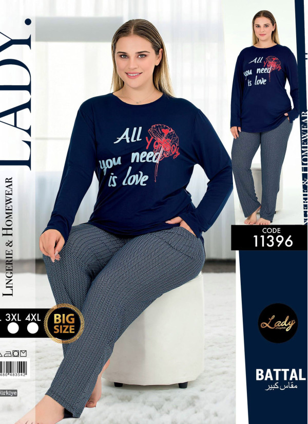Lady 11396 Btl Uz Pants Homewear Set (2XL+3XL+4XL) — Turkey wholesale collection