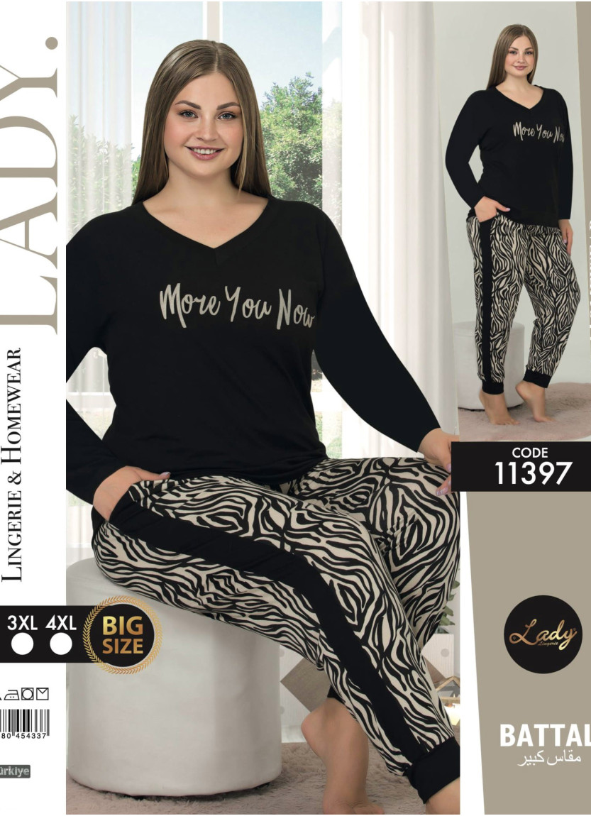 Lady 11397 Btl Uz Pants Homewear Set (2XL+3XL+4XL) — Turkish factory wholesale