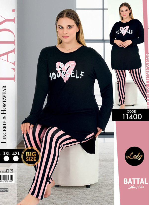 Lady 11400 Btl Uz Pants Homewear Set (2XL+3XL+4XL) — Istanbul wholesale supplier