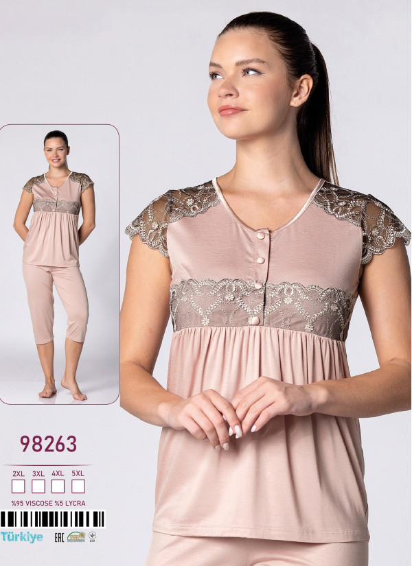 Caroline 98263 Capri Homewear Set (2XL+3XL+4XL+5XL) — Turkish textile wholesale
