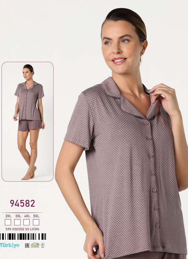 Caroline 94582 Shorts Homewear Set (2XL+3XL+4XL+5XL) — wholesale from Turkey
