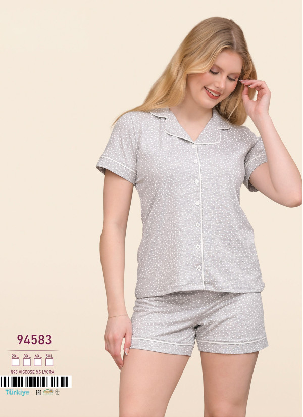 Caroline 94583 Оптом Турция Фабрика Женский Комплект с Шортами (2XL+3XL+4XL+5XL) Caroline Купить Оптом с Турции