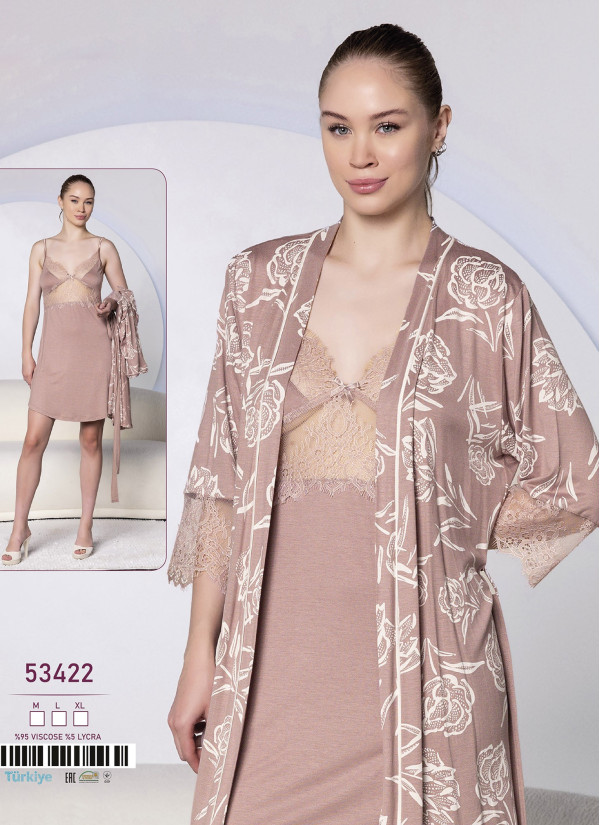 Caroline 53422 2-Piece Robe & Nightdress Set (M+L+XL) — Istanbul wholesale supplier